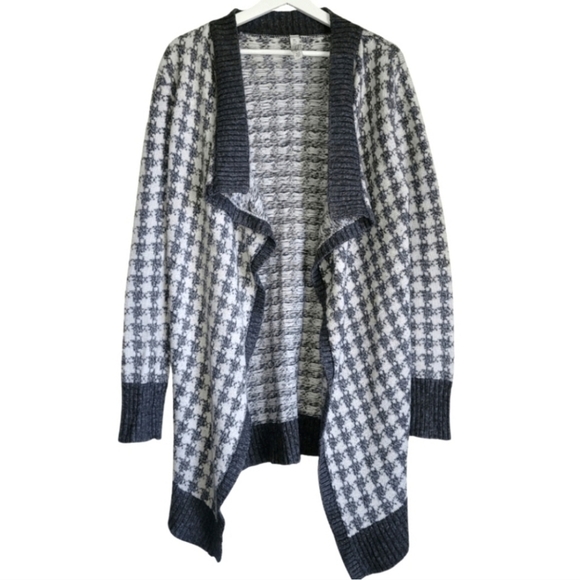 Aeropostale Open Front Knitted Long Cardigan in Gray and White Pattern S… - Picture 2 of 12